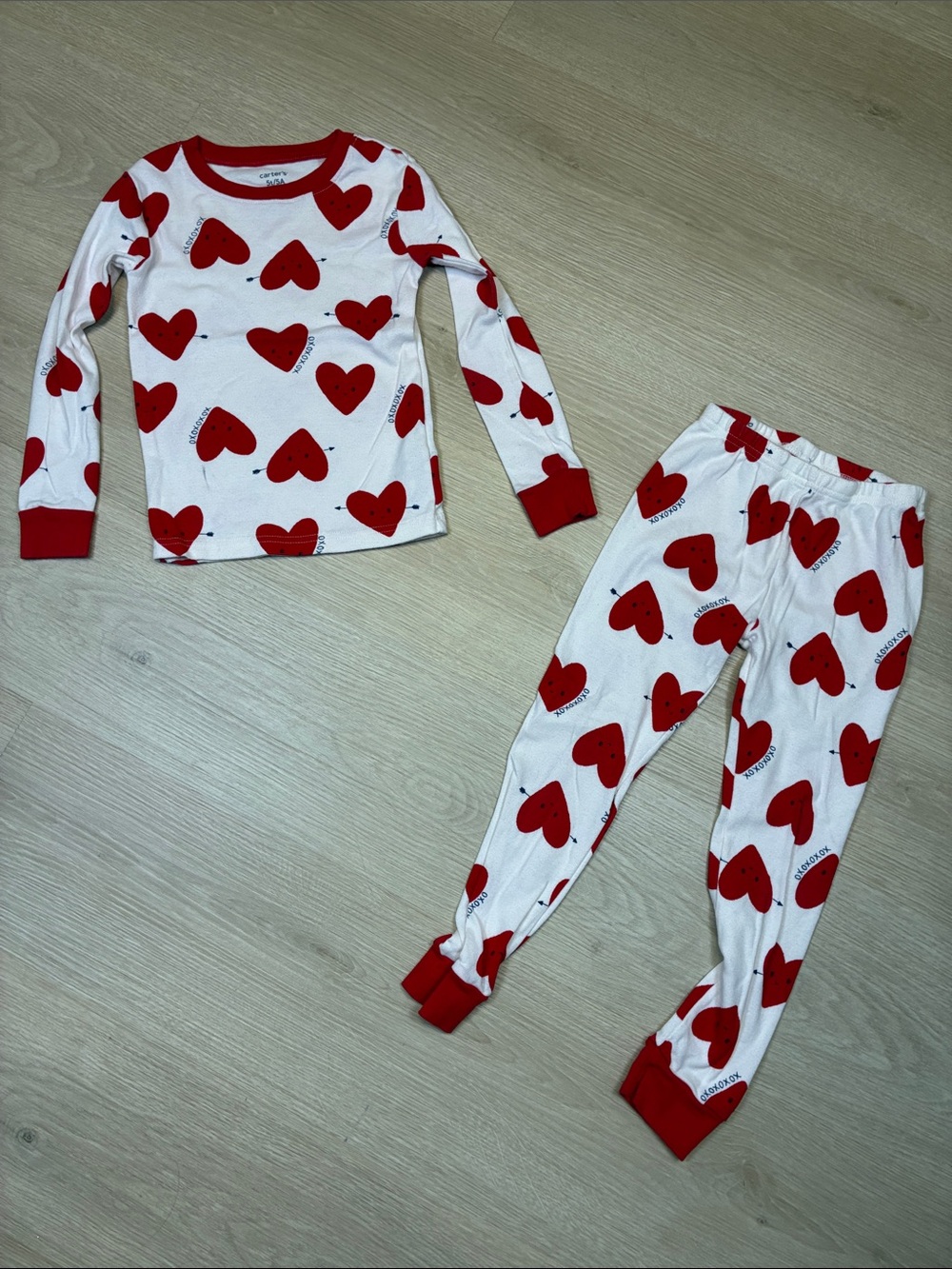 Carter's White and Red Heart-Print Pajama Set